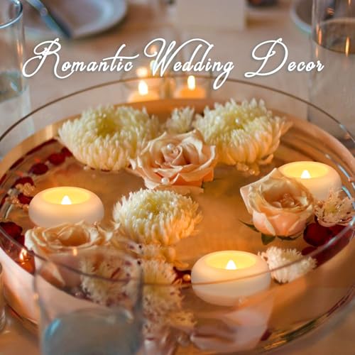 Image of 100 2-inch Floating Candles, Water Activated Flameless Tea Light | Battery Operated Waterproof Warm White LED Lights for Wedding Decorations, Pool Decor, Vase Fillers, and Party