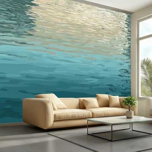 Papier peint lac abstrait et décoration murale grand format vert 280 x 200 cm - 2