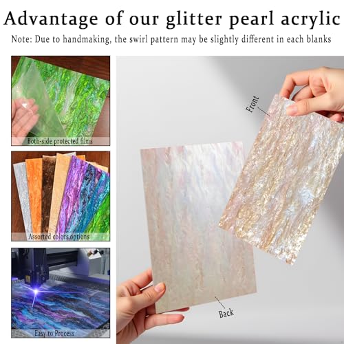 Image of Pearl Glitter Cast Acrylic Sheet 1 /8 Inch for Laser Cutting 12x8 Inch Sparkly Water Stream Pattern Acrylic for Laser Engraving, Crafts, DIY Projects (1, Golden, 12x8 Inch)