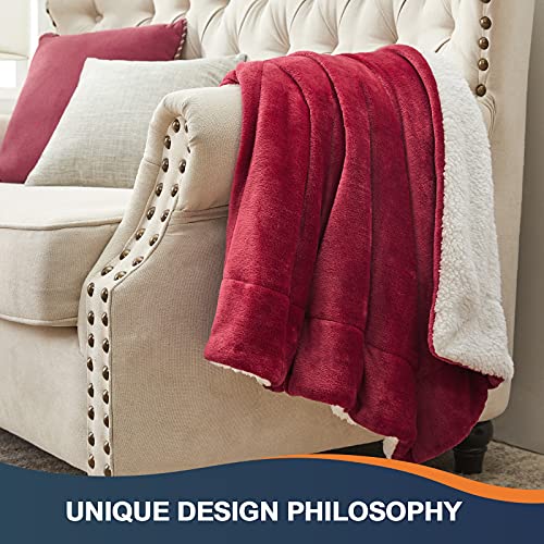 Walensee Sherpa Blanket (Throw Size 50”X60” Red), Super Soft Fleece Plush Blankets For Bed, Couch, Sofa, Fuzzy Warm Cozy Microfiber Flannel Lightweight Throw Blanket For Adults, Man, Woman #TOP5