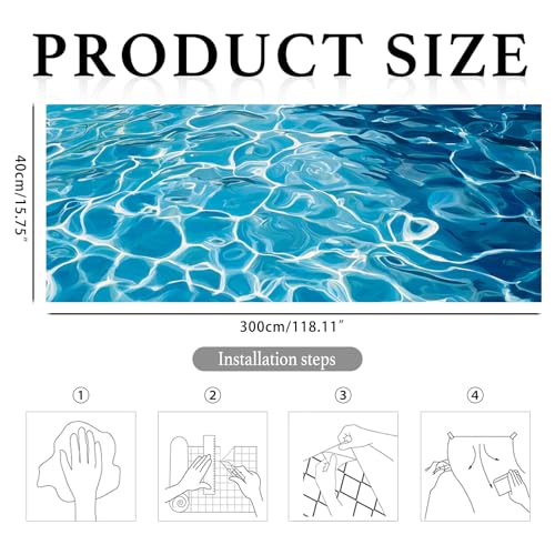 Image of Nuxovilar Blue Water Ripple Wallpaper Peel Stick Vinyl 15.75x118.11 | Ocean Wrap, Liners, adhesive wallpaper, countertop contact paper, for bedroom, counter, table (Water Ripple)