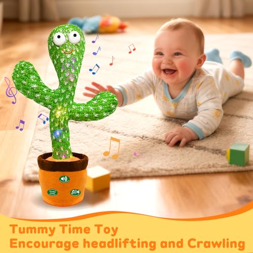 Image of Hunfur (Rechargeable) Dancing Mimicking Talking Cactus Toy,Funny Gift for Baby Infant 6-12 12-18 Months,Singing Record Repeat What You Say Toys for Toddler 1 2 3 Year Old Boy Girl