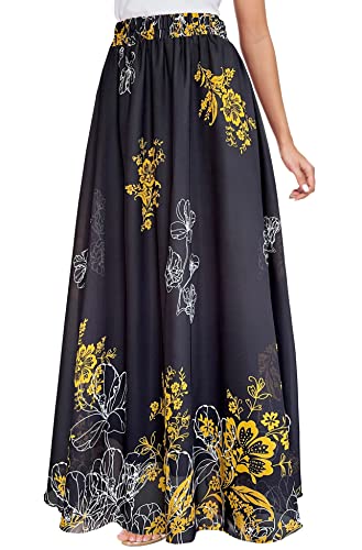 Afibi Women Floral Long Skirts Chiffon Summer Beach High Waisted Maxi Skirts3
