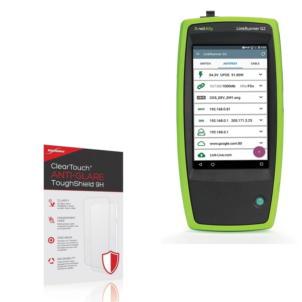 BoxWave Screen Protector Compatible with NetAlly LinkRunner G2 - ClearTouch Anti-Glare ToughShield 9H (2-Pack), Anti-Glare 9H Tough Flexible Film Screen Protector