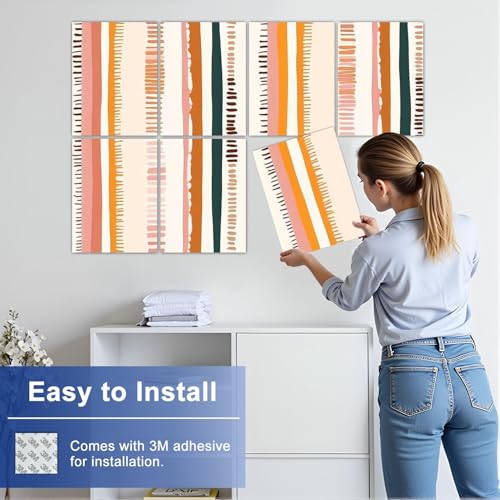 8 Pack Paneles Acústicos Decorativos Autoadhesivos con Líneas Orgánicas Texturizadas para Oficina, Hogar y Estudio 48"x32" miniatura 7