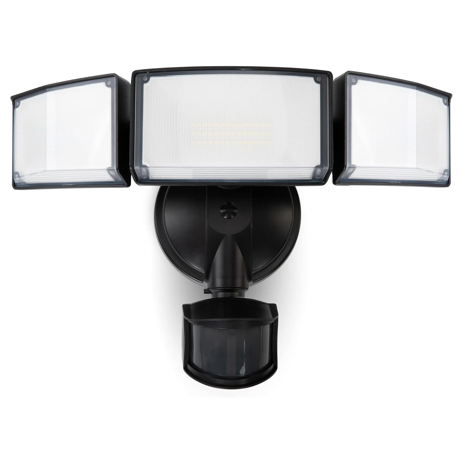 Lutec Black Led Security Lights Motion Sensor Light Outdoor, 3-Head Motion Detected Flood Light, 5000K Daylight, Ip65 Waterproof, Dusk To Dawn For Garage, Yard, Porch (Black)