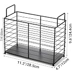 Metal Magazine Rack, Newspaper Book Tablet Storage Basket, File Holder Mail Organizer Bin with Handles, Iron Wire Black Folder Stand Holder for Home Office Bathroom Bedroom Den Living Room - Image 2