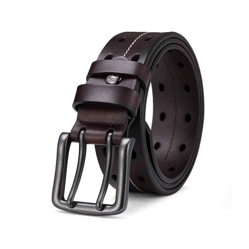 LIOONS Ceinture à la Mode Ceinture en Cuir à Boucle ardillon à Double Broche pour Hommes pour Le Travail et Les Affaires 100% Cuir véritable Jeans décontractés Ceinture de Robe de Travail Confortable