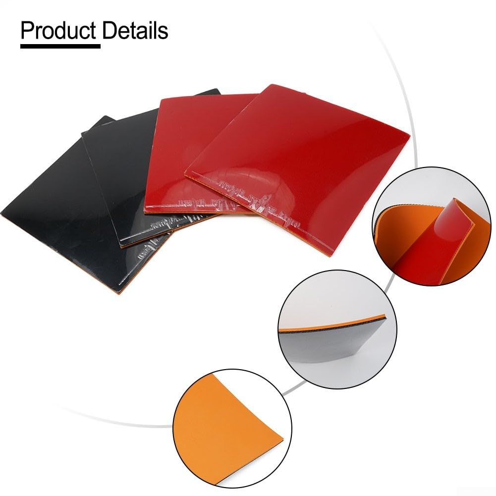 Hoja de goma de tenis de mesa, esponja dura de 2,2 mm de grosor, tipo inverso, velocidad de ataque, raqueta de ping/pong, repuesto de goma, dureza 39, juego de 4 rojo y negro