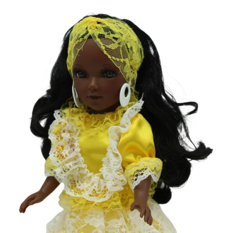 FOLK Muñeca Mari's mulata Oshun Ochun Vidal Rojas Dolls Original 41 cm. colección Vestido religioso santera. Fabricada en España Artesanía