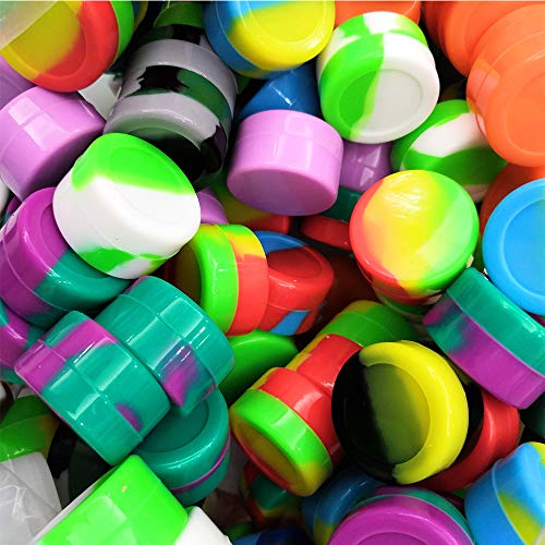 Ewell 50Pcs Non-Stick Silicone Wax Dab Containers 5ml Multi Use Storage Jars Cream Emulsion Bottles Assorted Colors