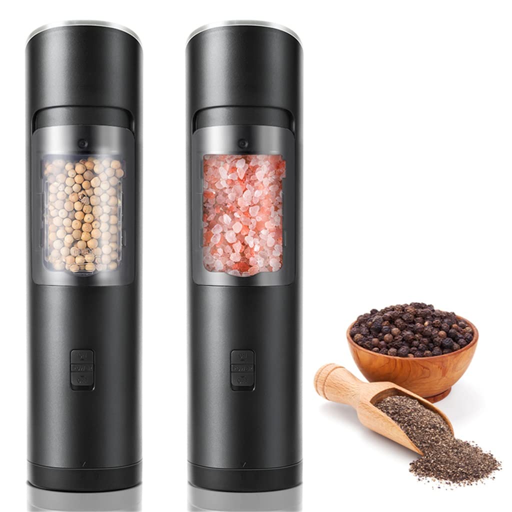 WolFum Macina sale e pepe elettrico Macina pepe automatico Macina spezie a grossolanità regolabile con luce a LED Cucina WolFum