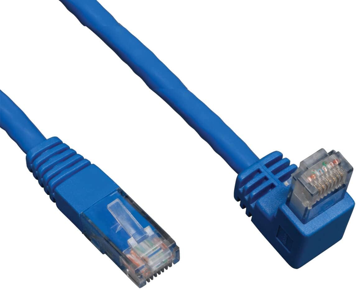 Tripp Lite Cat6 Gigabit Molded Patch Cable (RJ45 Right Angle Down M to RJ45 M) Blue, 10-ft.(N204-010-BL-DN)