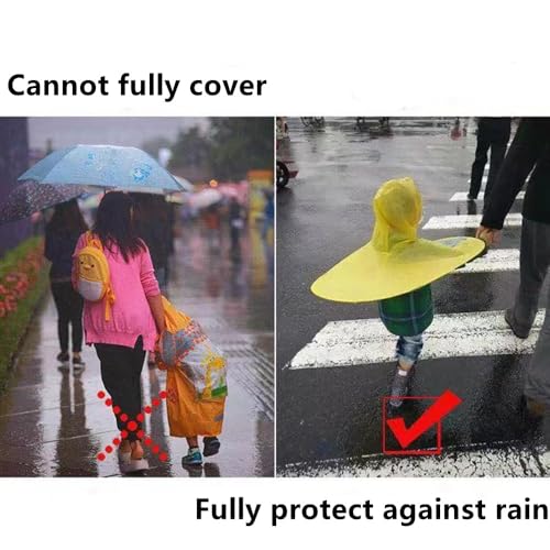 Kids Raincoat Cape, Waterproof UFO Rain Poncho with Brim, Cute Duck, Frog, Unicorn, for Height 60-150cm3