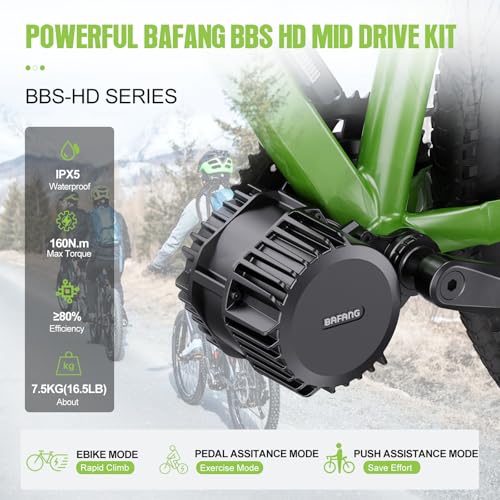 Miniatura 3 de Bafang Motor Central 48v 52v 1000w - Kit De Motor Central Bbs-Hd Con Batería Opcional Y Pantalla Lcd Para Bielas De 68 73 100 120mm, Kit De Conversión Eléctrica 8fun Bbs03 G320