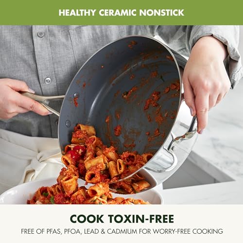 image for GreenPan Valencia Pro Stainless Steel 5QT Saute Pan with Lid, Inductio