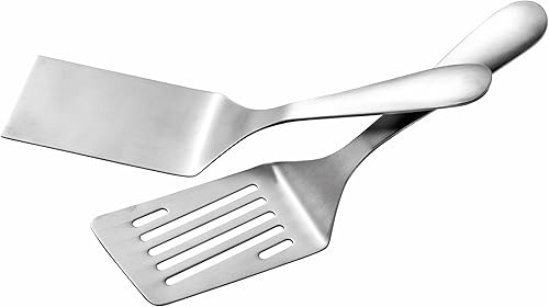 Miniatura 9 de IMEEA Juego de espátulas de metal SUS304 - Espátula de parrilla de acero inoxidable con ranura para hamburguesa con parte superior plana para