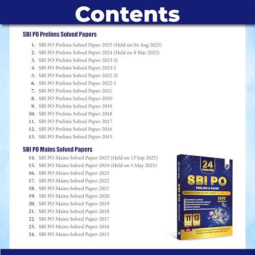 Image of PW 24 SBI PO Prelims & Mains Previous Year Solved Papers (Till Sept 2025) with 15 Online CBT Tests For 2026 Exam | 3075+ PYQ Questions | Fully Solved