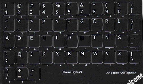 Pegatinas para teclado Dvorak negras no transparentes miniatura 2