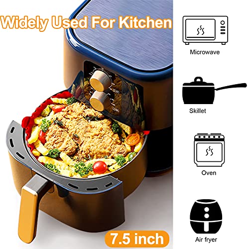 Image of Air Fryer Silicone Pot 7.5in Air Fryer Liners Round Baking Pan for Microwave Oven Roaster Reusable Airfryer Accessories Silicone Cake Pan DIY Pizza Nonstick Bakeware Kitchen Baking Supplies