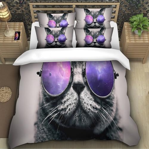 Housse de Couette Chat en Microfibre Résistante et Légère Imprimée en 3D - 5