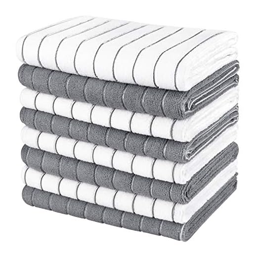 AIDEA Dish Towels-8Pack, 18”x26”, Super Soft and Absorbent, Multi-Purpose Microfiber Kitchen Towels for Home, Kitchen-Grey/White