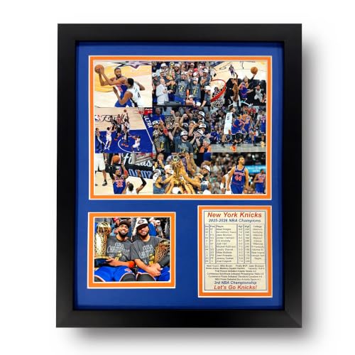 Knicks Basketball | 2025-2026 Champions | Collectible New York Memorabilia | Framed Picture & Photo Collage Gift Man Cave Wall Art Home Decor | 2 Sizes & 3 Styles (Mosaic 12x15)