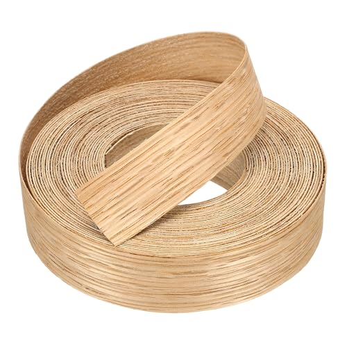 uxcell 7/8" x 25 ft Wood Edge Banding Pre-Glued Iron On Strip, Red Oak