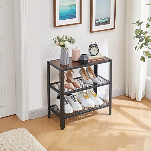 Tajsoon 3 Tier Tall Side Table 24" Small End Table With Storage Shelf, Small Table For Small Spaces, Sofa Couch Side Table For Living Room, Bedroom, Hallway, Entryway, Bathroom, Office, Matte Black #TOP5