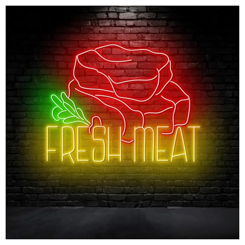 RONGCH Néon Enseignes lumineuses Decor Enseigne Au Néon Pour Viande Fraîche, Dalle De Bœuf, Lumière LED, Art Mural, Décoration Cuisine, Maison,...