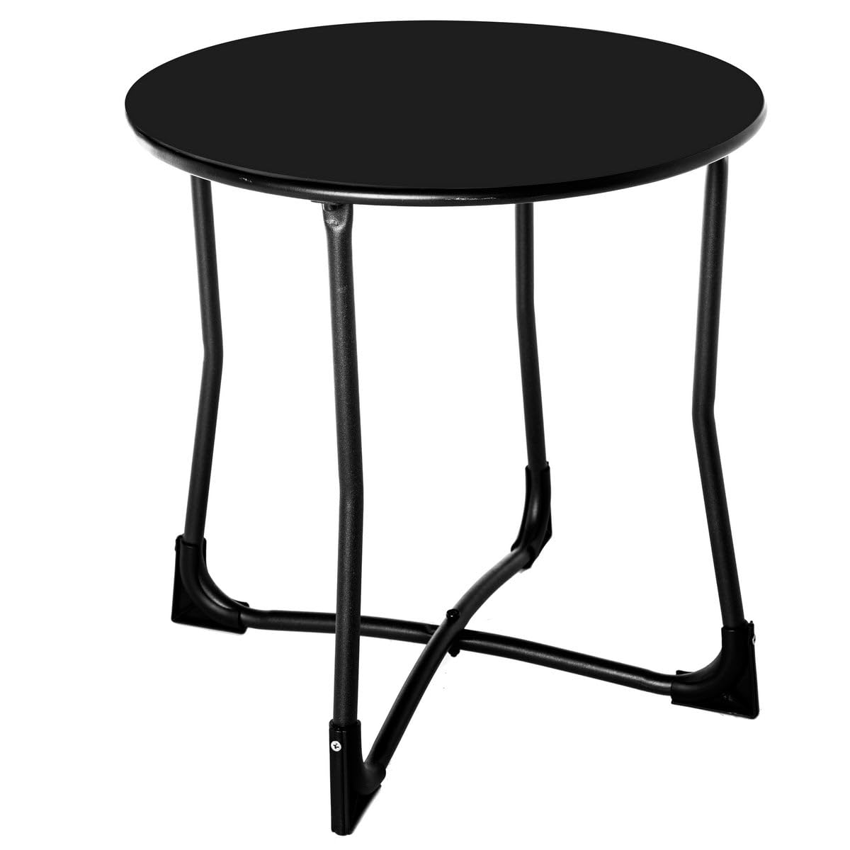 LOLAhome Mesa Auxiliar Luna lacada Negra | Ø45 x 45 cm | De Acero con Revestimiento epoxi anticorrosión Interiores y Exteriores, jardín, terraza y balcón