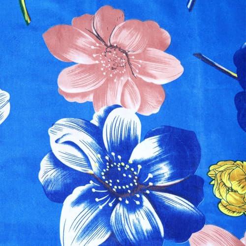 Image of ROMEE Elegant Floral Printed Glace Cotton Double Bedsheet, 144 TC Soft Feel, Queen Size (90 x 100 Inches), with 2 Pillow Covers, Blue