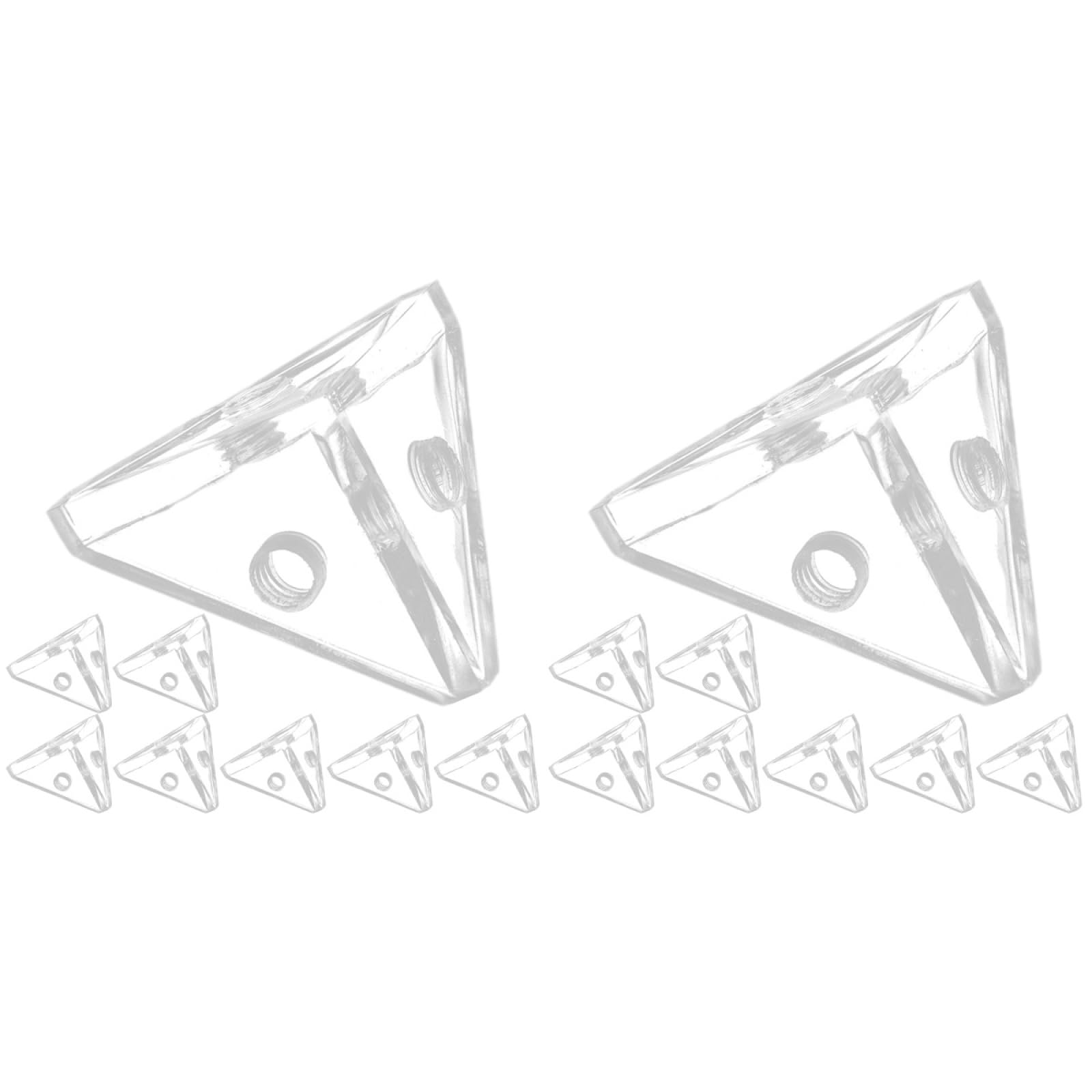 ABOOFAN Clear Triangle Display Case Connectors with Screws 16 Pcs Transparent Corner Brackets for Diy Acrylic Boxes Furniture Assembly Clear Fixing Brackets