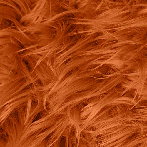 Faux Fur Fabric 10 X 10 Inches, 26 Colors Available, Shaggy Plush Fluffy Fuzzy Shannon Fur Patch for Fursuit, Cosplay, Costume, Dwarf, Craft Supply, Decoration (Orange)