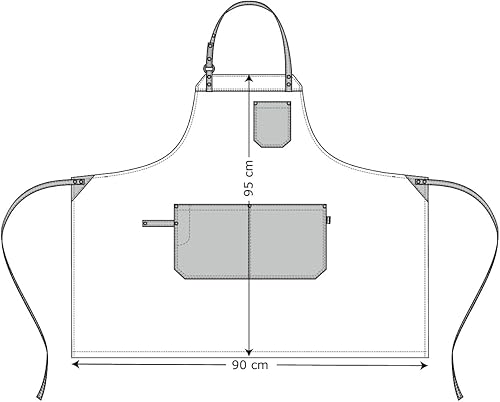 Miniatura 3 de Delantal de chef profesional para hombres con correa ajustable, delantal de cocina, lavavajillas, laboratorio, cafetería, restaurante, negro, Negro -