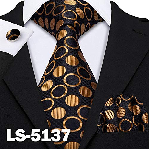 Preisvergleich Produktbild CCYUANG Krawatte Herren Herren Klassische Gestreifte Krawatte Herren Seidenkrawatte Hand Geschenkbox Jacquard Herren Krawatte Gold Schwarz Herren Krawatte-Ls-5137