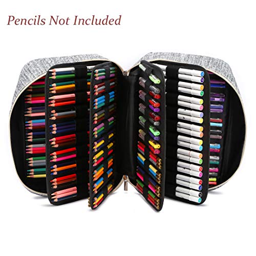 Image of YOUNGCOL 300 Slots Pencil Case 200 Gel Pen Case High Capacity Pens Holder Colored Pencils Organizer Storage for Watercolor Pens Markers (Gray)
