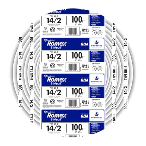 Southwire Romex Brand Simpull™ Solid Indoor 14/2 W/G NMB Cable 100ft Coil - SW# 28827423