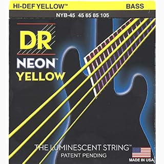 DR Strings NEON 45-105 Jeu de Cordes pour Guitare Basse Jaune - Les Beatles, Paul McCartney, John Lennon, RIngo Starr, George Harrison