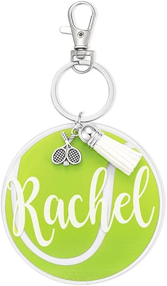 Personalized Tennis Keychains Tag for Backpack Bag, Tennis Gift for Tennis Lover Player Coach Team Member