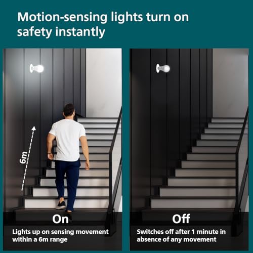 Image of Philips 15W Motion Sensor LED Bulb | Cool White 6500K | B22 Base | Auto On /Off Sensor Light | Energy Efficient & Hands-Free Lighting | Pack of 2