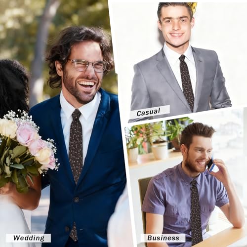Image of Floral Ties for Men Satin Mens Tie Flower Printed Neck Tie Wedding Party Business