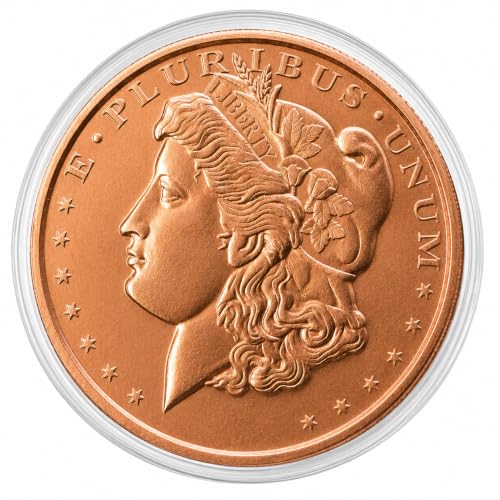 Image of Morgan Dollar Design 1 oz Pure .999 Copper Round Collectible Coin in Capsule