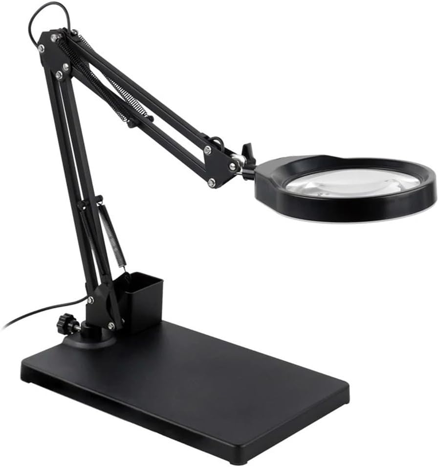 ZTBH Microscope Accessories Kit 3X 5X 8X 10X 10/20X Desktop Magnifier Cantilever Bracket Magnifier with 48LED Adjustable Boom Table Working Stand Magnifie Microscope Slides (Size : 10X 20X)