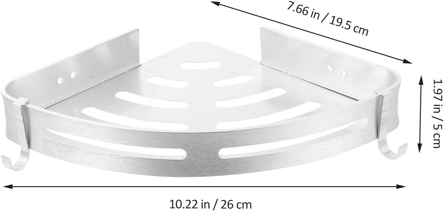 Aluminum Wall-Mounted Storage Rack Space-Saving Triangle Shelf with Silver Finish Bathroom and Kitchen Organizer for Shampoo Soap Towels Easy Installation