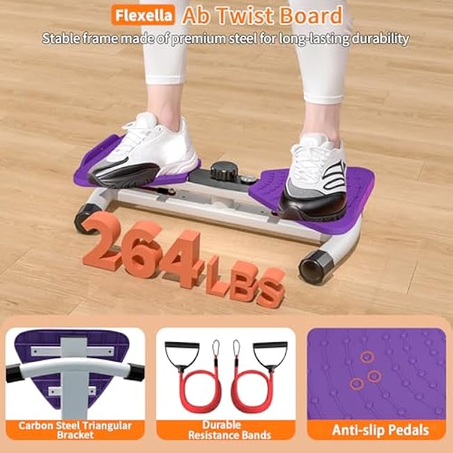 Waist Twisting Machine Fitness Tool with Digital Display, Ab Exercise Twister Board for Core Workout and Slim Waist, Noiseless & 264LBS Capacity Home Gym Equipment for Women Men