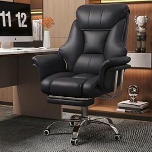 HDHNBA Großer und hoher Bürostuhl 250 kg Extrabreiter Leder-Chefsessel mit ausziehbarer Fußstütze Hochbelastbarer ergonomischer Stuhl Höhenverstellbarer Computerstuhl