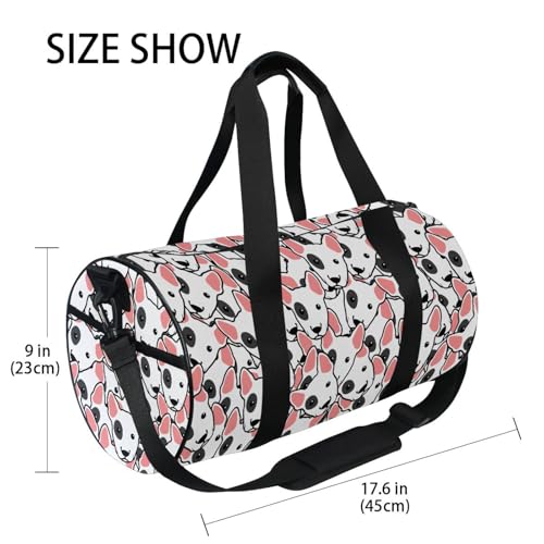Round Duffel Sports Bag Cute Bull Terrier Dog Lightweight with Inner Pocket Gym Bag for Men Women Duffle Bag for Travel Sports3