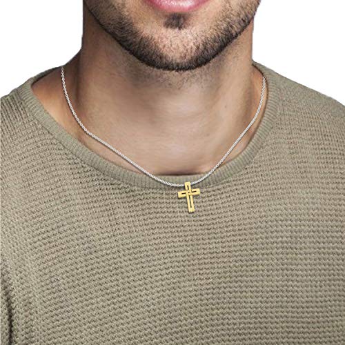 Boston Bay Diamonds Men's Cross Pendant Necklace In Yellow Ion-Plated 316L Stainless Steel Interlocking Woven Cross On 24” Curb Chain #TOP1