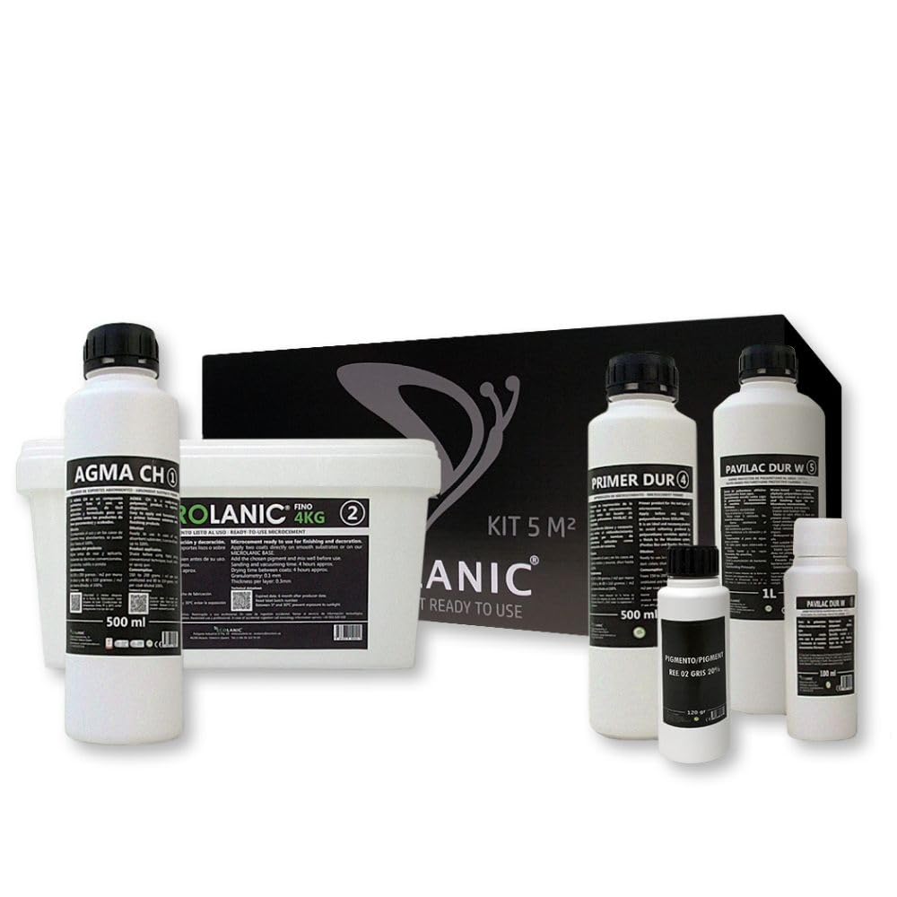 MICROLANIC - KIT MICROCEMENTO 5M² SAL | Espcial para superficies absorbentes lisas | Kit microcemento 5m² listo al uso para paredes.​(yeso ypladur ypintura).​| Color: BLANCO | MATE
